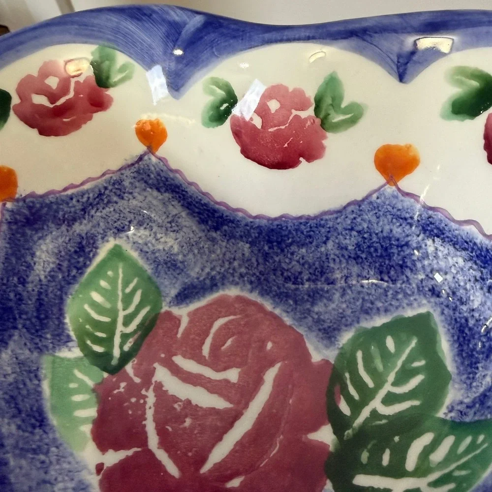 Ancora Italy Hand Painted‎ Heart Shaped Ceramic Bowl 7.5